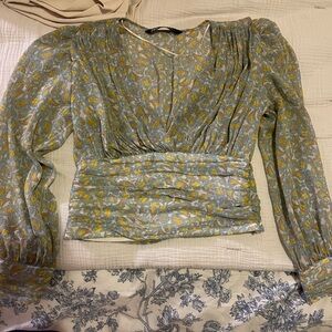 Zara Paisley Patterned Long-sleeve fitted Blouse